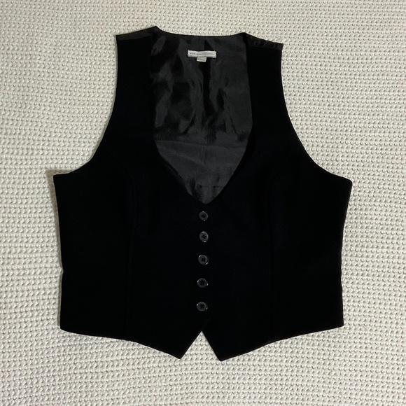 New York & Company women Black Vest 14 button up tuxedo office business casual - Picture 7 of 16